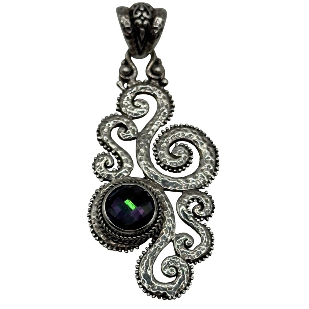 Sarda Sterling Silver Mystic Quartz Swirl Design Pendant